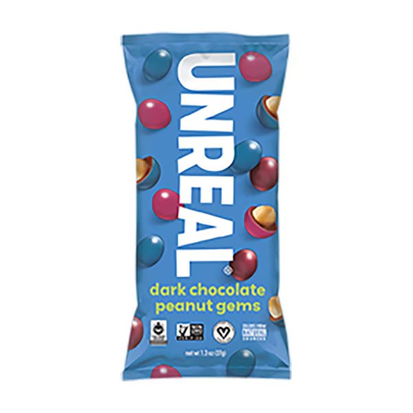Unreal Candy Dark Chocolate Peanut Gems 1.5 oz., PK72, Unreal Candy, Mfr#: 111